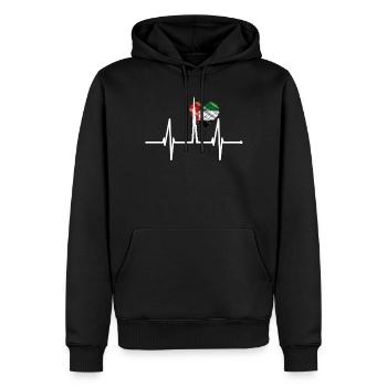 Dubai Skyline Herzschlag Burj Khalifa Herz VAE Fan - Männer Premium Bio Hoodie - Schwarz - Vorne - Nico (187cm)