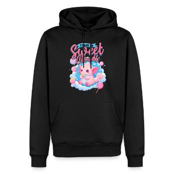 Barbe à papa flotter dans de doux nuages - Sweat à capuche Premium bio Homme - noir - Devant - Nico (187cm)