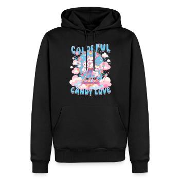 Barbe à papa Amour coloré - Sweat à capuche Premium bio Homme - noir - Devant - Nico (187cm)