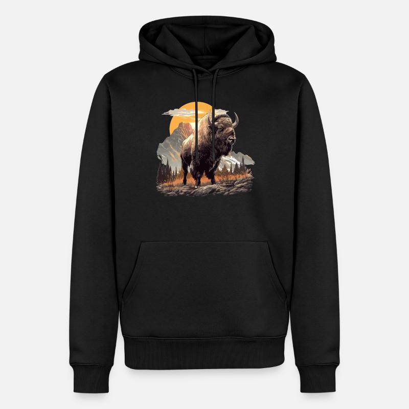 Bisons Bison - Sweat à capuche Premium bio Homme - noir