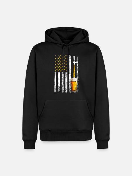 Crafbeer american flag, brewing - Männer Premium Bio Hoodie - Schwarz