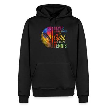 Raquette de joueur de tennis drôle - Sweat à capuche Premium bio Homme - noir - Devant - Nico (187cm)