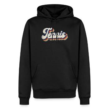 Funny Tennis Player Racket Retro - Männer Premium Bio Hoodie - Schwarz - Vorne - Nico (187cm)