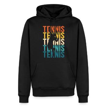 Funny Tennis Player Racket Retro - Männer Premium Bio Hoodie - Schwarz - Vorne - Nico (187cm)