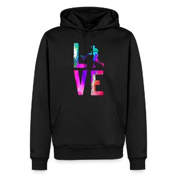Funny Tennis Player Racket - Männer Premium Bio Hoodie - Schwarz - Vorne - Nico (187cm)