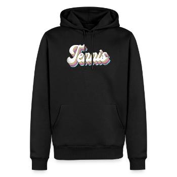 Funny Tennis Player Racket 80s 90 - Männer Premium Bio Hoodie - Schwarz - Vorne - Nico (187cm)