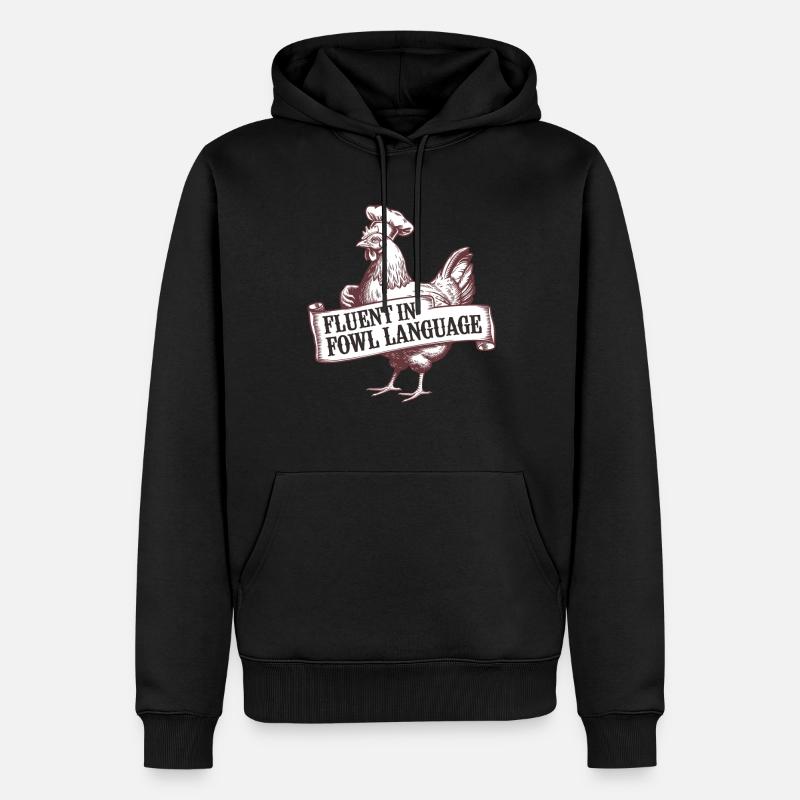 Drôle de dicton de poulet - Sweat à capuche Premium bio Homme - noir