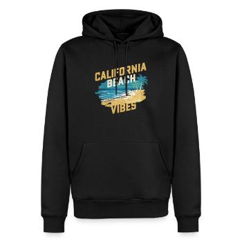 Ambiance de la plage californienne - Sweat à capuche Premium bio Homme - noir - Devant - Nico (187cm)