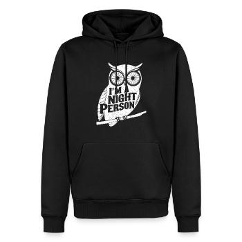 Je suis un hibou de nuit - Sweat à capuche Premium bio Homme - noir - Devant - Nico (187cm)