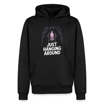 Chauve-souris Juste traîner Drôle de dicton - Sweat à capuche Premium bio Homme - noir - Devant - Nico (187cm)