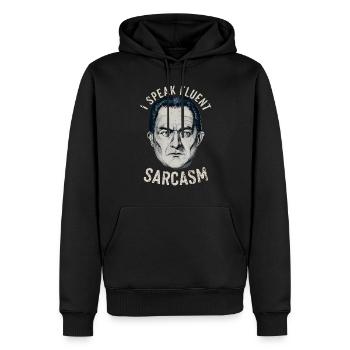 Je parle couramment le sarcasme - Sweat à capuche Premium bio Homme - noir - Devant - Nico (187cm)
