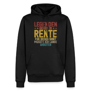 Légende de la retraite Drôle de pension Pension Retraité - Sweat à capuche Premium bio Homme - noir - Devant - Nico (187cm)