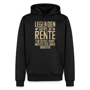 Légende de la retraite Drôle de pension Pension Retraité - Sweat à capuche Premium bio Homme - noir - Devant - Nico (187cm)