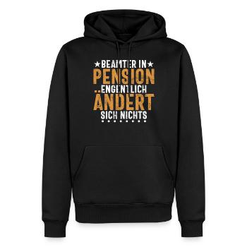 Légende de la retraite Drôle de pension Pension Retraité - Sweat à capuche Premium bio Homme - noir - Devant - Nico (187cm)