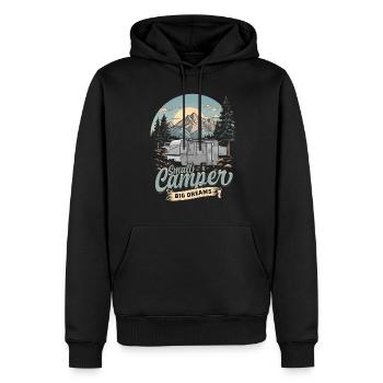 Pop Up Camper Faltcaravan Small Camper Big Dreams - Männer Premium Bio Hoodie - Schwarz - Vorne - Nico (187cm)