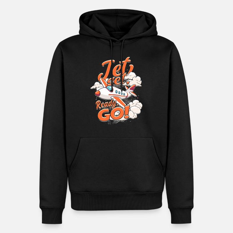 First Flight Airplane Flight - Men’s Premium Organic Hoodie - black