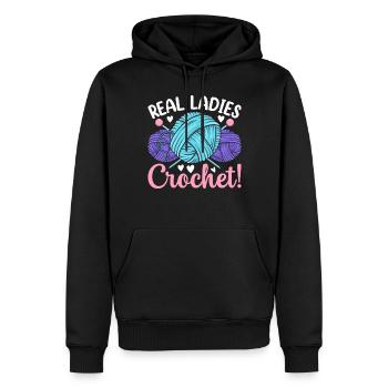 Real ladies crochet - Crocheter Crochet Girls - Männer Premium Bio Hoodie - Schwarz - Vorne - Nico (187cm)