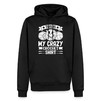 This is my crazy Crochet shirt Crocheting Crochet - Männer Premium Bio Hoodie - Schwarz - Vorne - Nico (187cm)