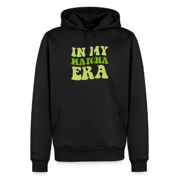matcha latte, matcha - Männer Premium Bio Hoodie - Schwarz - Vorne - Nico (187cm)