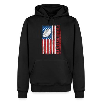 Commissioner Fantasy Football USA Flag Funny - Men’s Premium Organic Hoodie - black - Front - Nico (187cm)