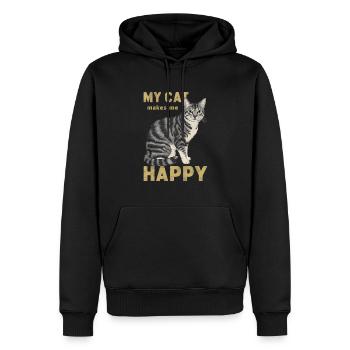 Mon chat me rend heureuse - Sweat à capuche Premium bio Homme - noir - Devant - Nico (187cm)
