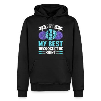 This is my best Crochet shirt Crochet Crocheting - Männer Premium Bio Hoodie - Schwarz - Vorne - Nico (187cm)