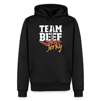 Beef Jerky Dealer Beef Jerky Costume - Men’s Premium Organic Hoodie - black - Front - Nico (187cm)