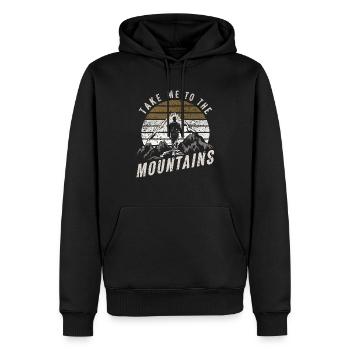 Mit mir in die Berge / Wandern - Männer Premium Bio Hoodie - Schwarz - Vorne - Nico (187cm)