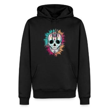 Le Jour des morts / Dia de los muertos / Crâne de sucre - Sweat à capuche Premium bio Homme - noir - Devant - Nico (187cm)