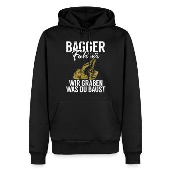 Baggerfahrer Lustige Bauarbeiter Beruf Excavator - Männer Premium Bio Hoodie - Schwarz - Vorne - Nico (187cm)