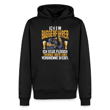 Baggerfahrer Lustige Bauarbeiter Beruf Excavator - Männer Premium Bio Hoodie - Schwarz - Vorne - Nico (187cm)