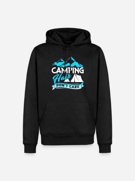 Camping Hair Don't Care - Men’s Premium Organic Hoodie - black
