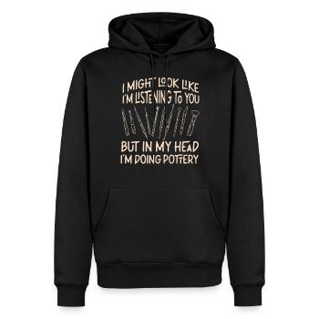 Poterie Céramiste Artiste I Might - Sweat à capuche Premium bio Homme - noir - Devant - Nico (187cm)