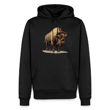 Bisons Bison - Männer Premium Bio Hoodie - Schwarz - Vorne - Nico (187cm)