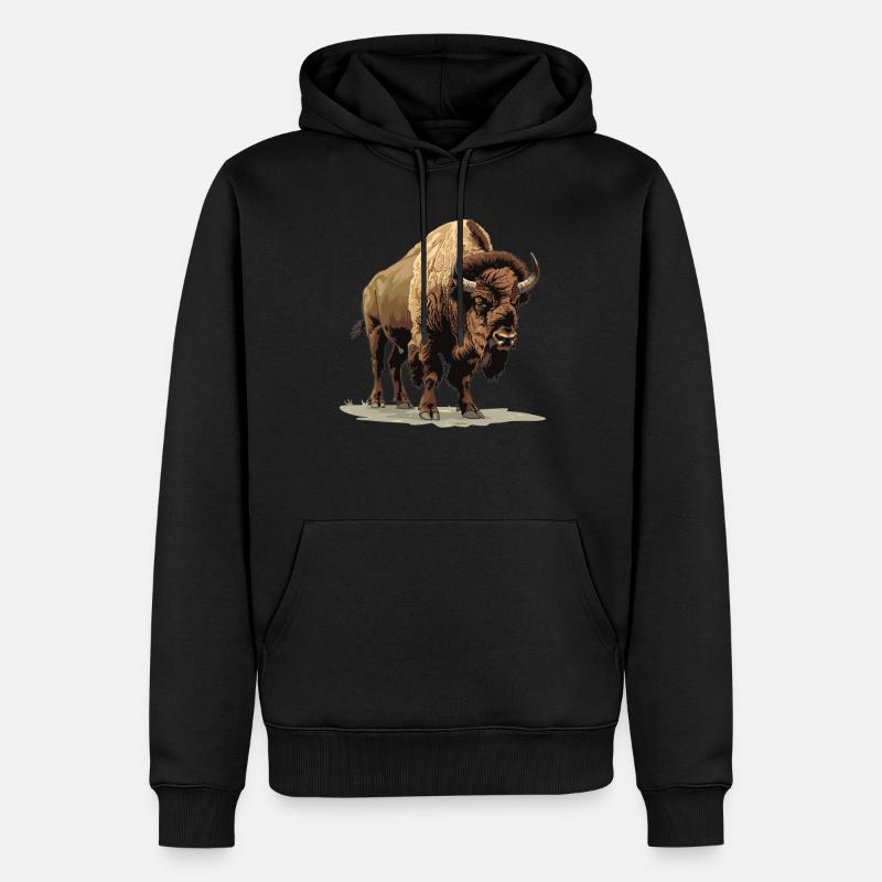 Bisons Bison - Männer Premium Bio Hoodie - Schwarz