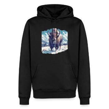 Bisons Bison - Männer Premium Bio Hoodie - Schwarz - Vorne - Nico (187cm)