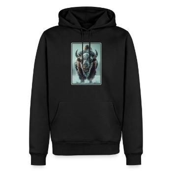 Bisons Bison - Männer Premium Bio Hoodie - Schwarz - Vorne - Nico (187cm)
