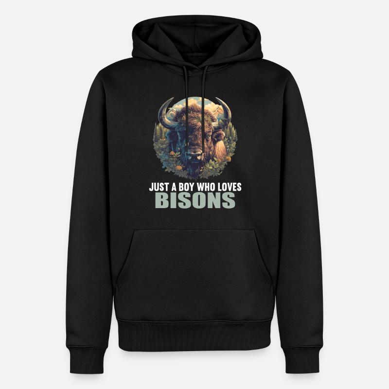 Bisons Bison - Sweat à capuche Premium bio Homme - noir