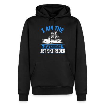 Jetski drôle - Je suis le super pilote de jet ski - Sweat à capuche Premium bio Homme - noir - Devant - Nico (187cm)