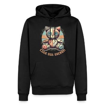 Mentaler Psychopath Süß Aber Zerbrochen Katze - Männer Premium Bio Hoodie - Schwarz - Vorne - Nico (187cm)
