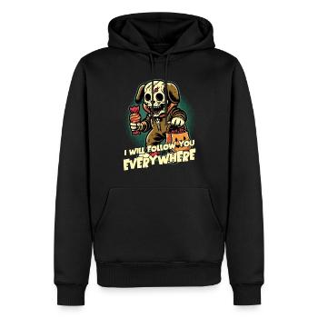 Halloween squelette chien collection de bonbons - Sweat à capuche Premium bio Homme - noir - Devant - Nico (187cm)