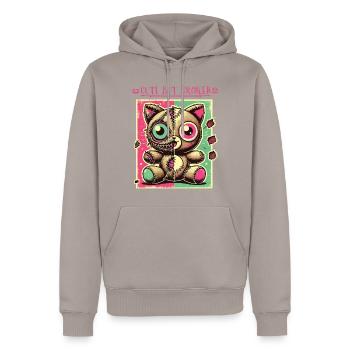 Psychopathe mental Design mignon mais cassé - Sweat à capuche Premium bio Homme - taupe - Devant - Nico (187cm)