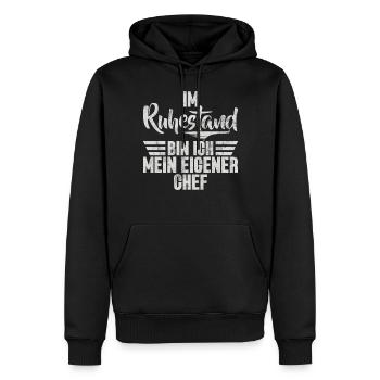 Légende de la retraite Drôle de pension Pension Retraité - Sweat à capuche Premium bio Homme - noir - Devant - Nico (187cm)
