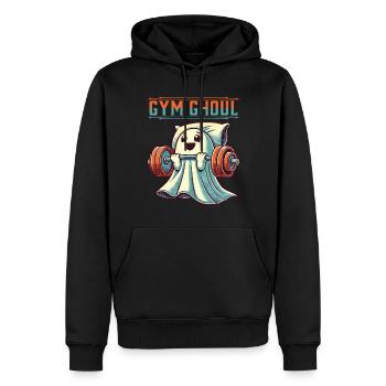 Gym goule drôle fitness fantôme illustration - Sweat à capuche Premium bio Homme - noir - Devant - Nico (187cm)