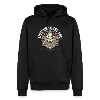 Luzifer Liebt Dich Mystischer Stil - Männer Premium Bio Hoodie - Schwarz - Vorne - Nico (187cm)