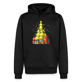 Raquette de balle jaune drôle de sapin de Noël de tennis - Sweat à capuche Premium bio Homme - noir - Devant - Nico (187cm)