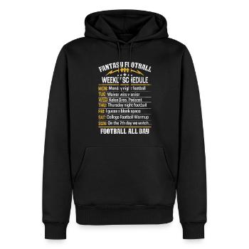 Fantasy Football Spielplan Kommissar Lustig - Männer Premium Bio Hoodie - Schwarz - Vorne - Nico (187cm)