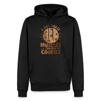Pastry Lover I Got These Muscles Baking Cookies - Männer Premium Bio Hoodie - Schwarz - Vorne - Nico (187cm)