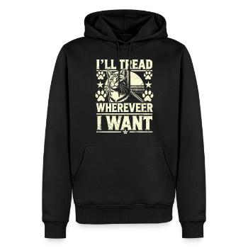 J’irai où je veux amoureux des chats Art félin - Sweat à capuche Premium bio Homme - noir - Devant - Nico (187cm)