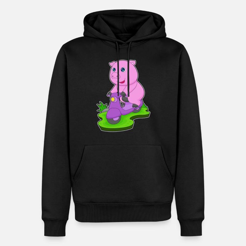 Schwein Motorroller - Männer Premium Bio Hoodie - Schwarz